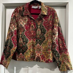 Vintage Sara Studio Red and Green Floral shirt or Jacket